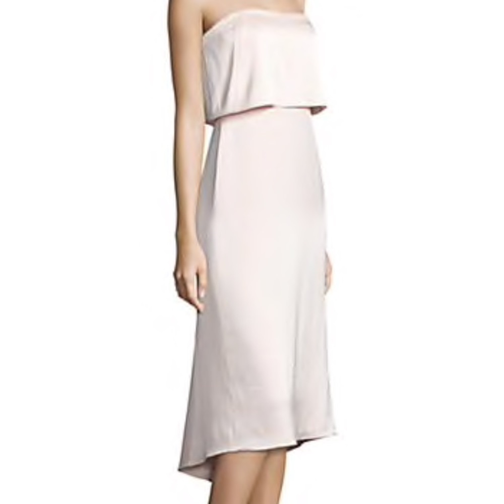 Halston Heritage rose satin strapless dress
